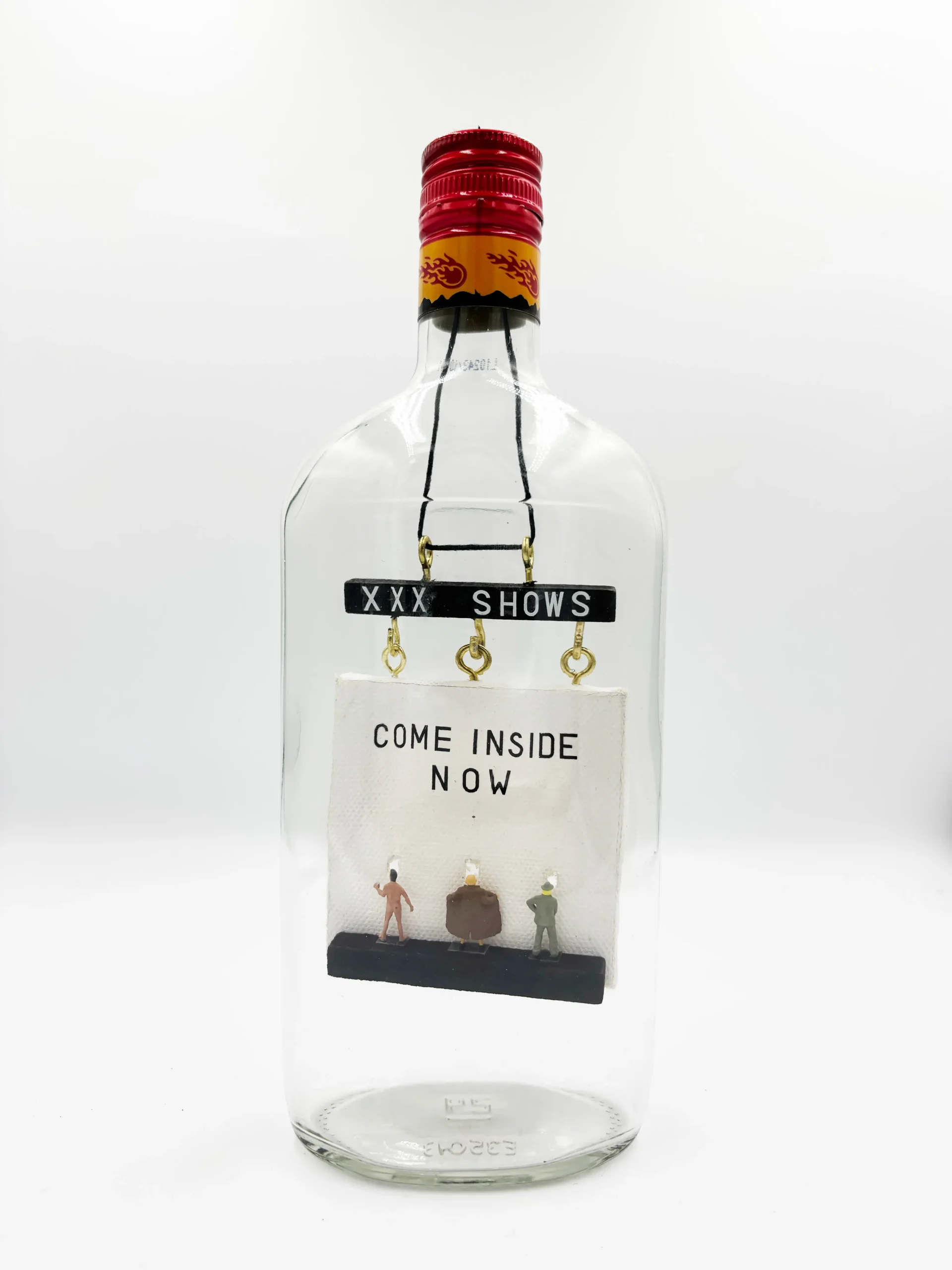 Come inside now front, bottle art by Mini Curiosities