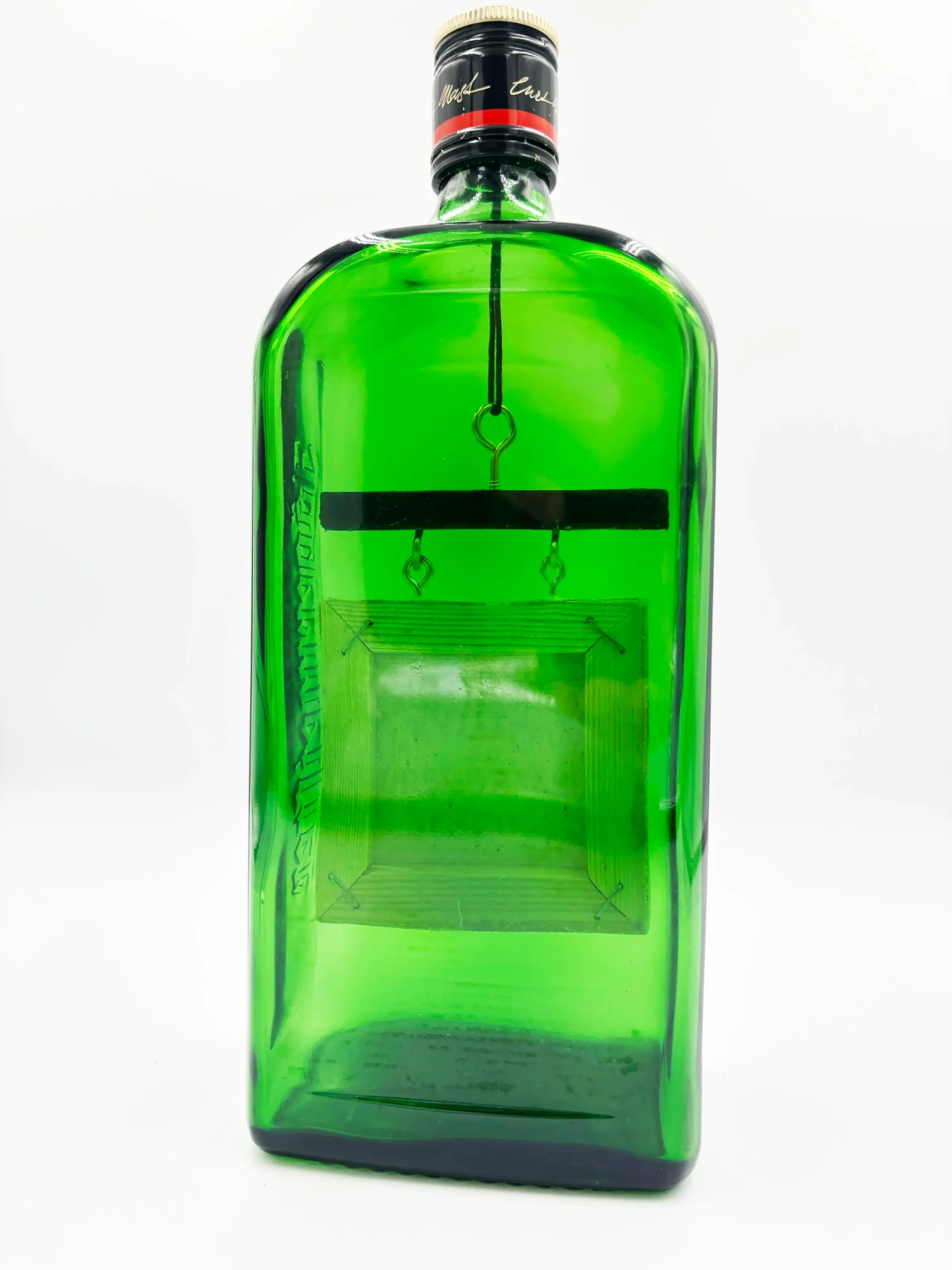 Contains Spirits, NZ bottle art by Jesse James, back view