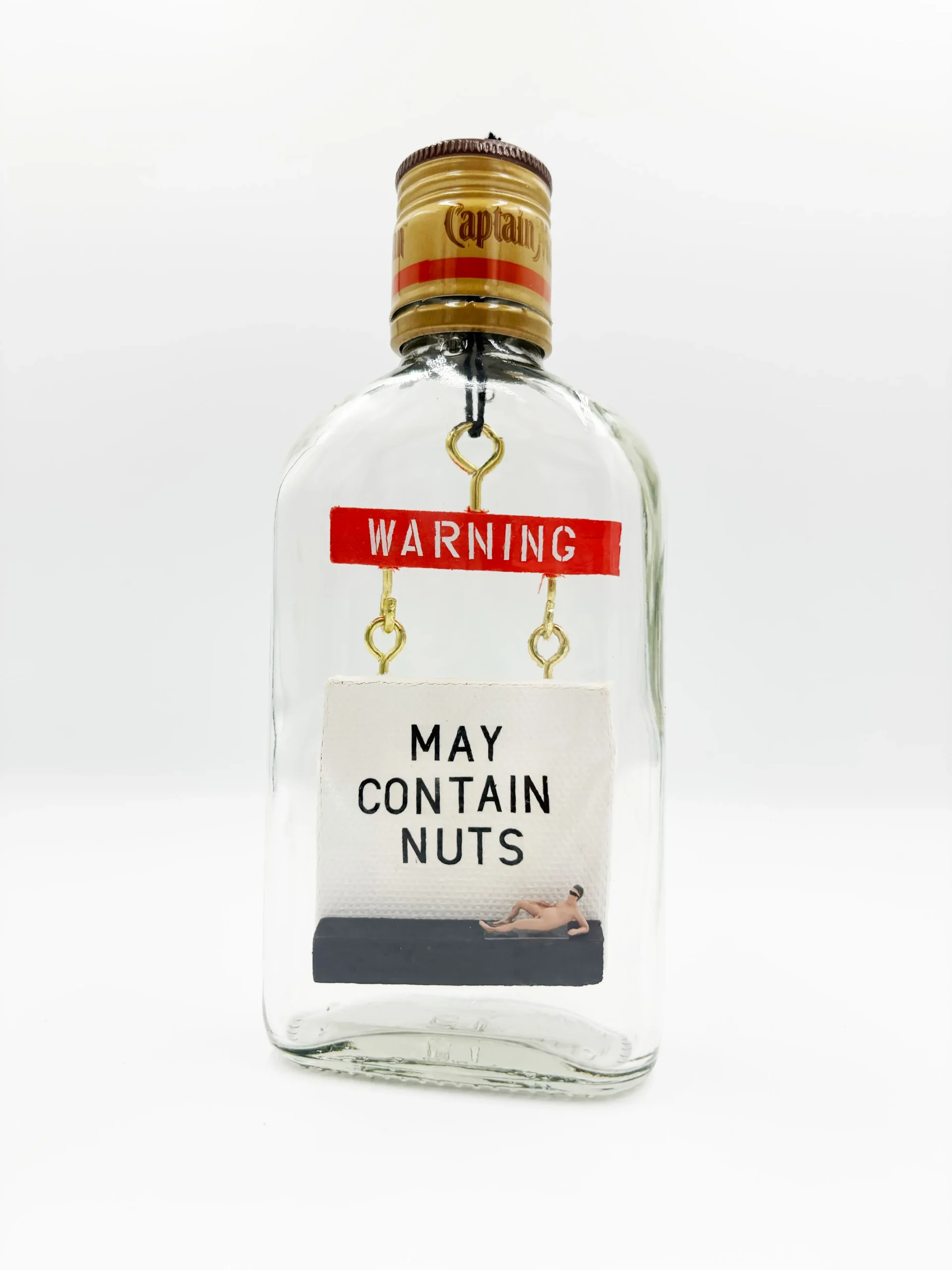 May Contain Nuts, bottle art by NZ artist Jesse James, front view